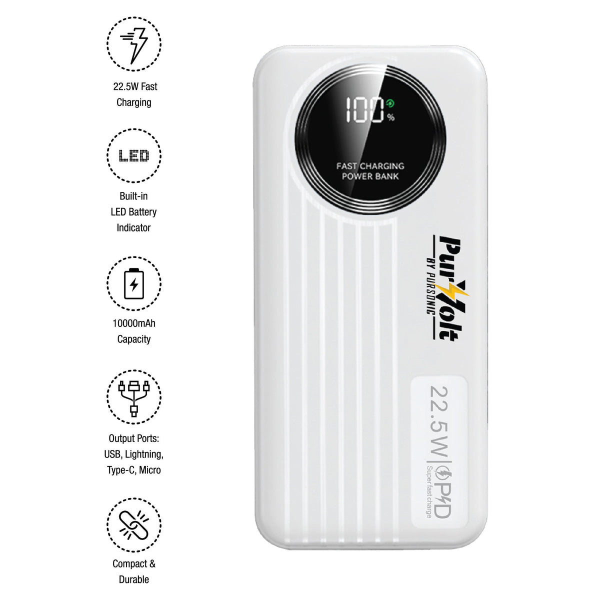 Emergency Prep Bundle: Pursonic 2-in-1 Ultra Bright Flashlight & LED Fast Charging Power Bank