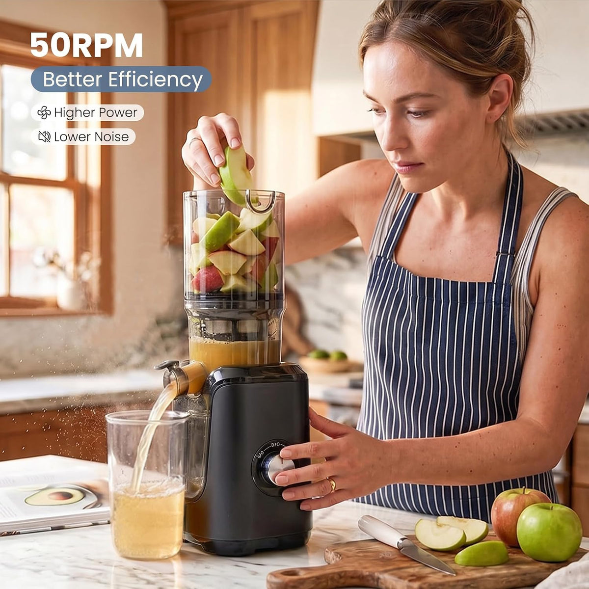 Cold Press Juicer Machines, Masticating Juicer with 4.25 Feed Chute