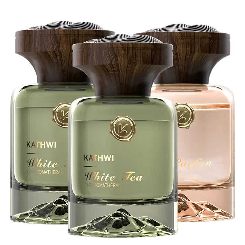 KATHWI New Luxury Mountain Forest Themed Car Fragrance - Car Accessories Interior, No.5 White Tea Qud Wood Balm Scent, Long-Lasting Aroma, 120Ml Single Bottle
