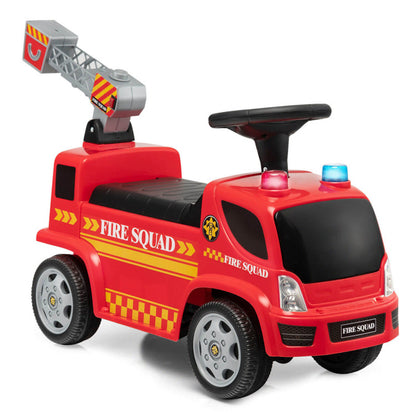 Kids Push Ride on Fire Truck with Ladder Bubble Maker and Headlights