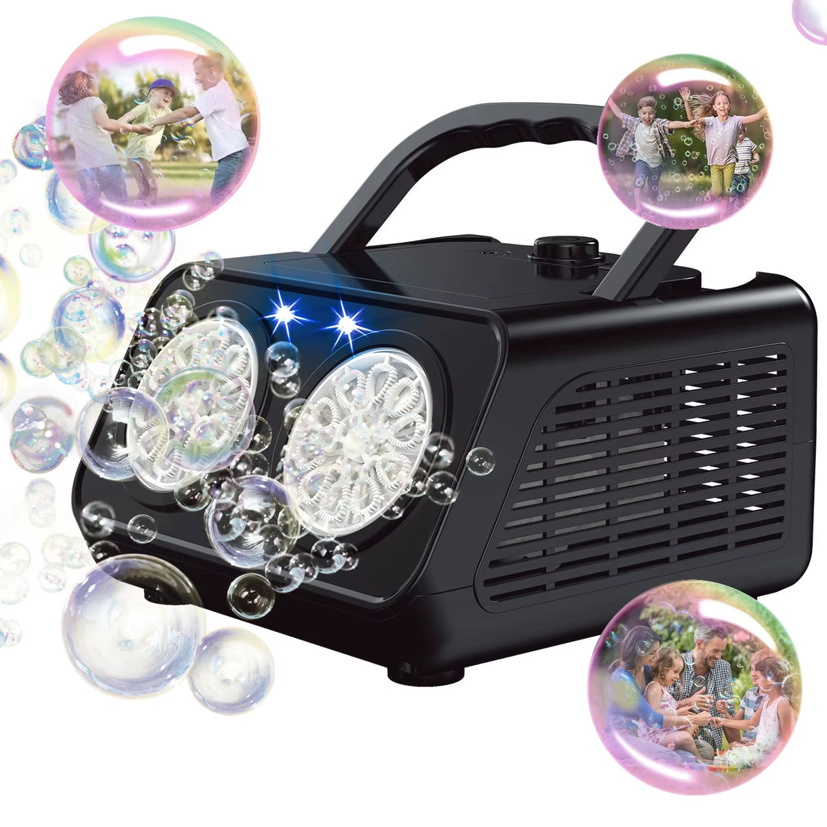 Automatic Bubble Machine Upgrade Bubble Blower with 2 Fans, 20000+ Bubbles per Minute Bubbles for Kids Portable Bubble Maker Ope