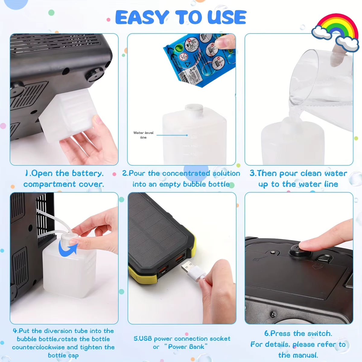 Automatic Bubble Machine Upgrade Bubble Blower with 2 Fans, 20000+ Bubbles per Minute Bubbles for Kids Portable Bubble Maker Ope