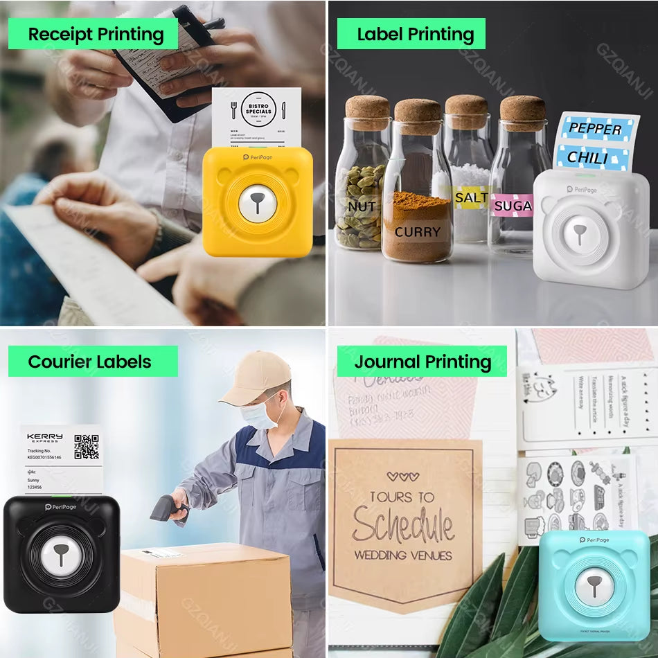 Peripage A6 Mini Portable Thermal Printer Photo Pocket Label Sticker Printer Color Paper Roll 58Mm Wireless Picture Print Maker