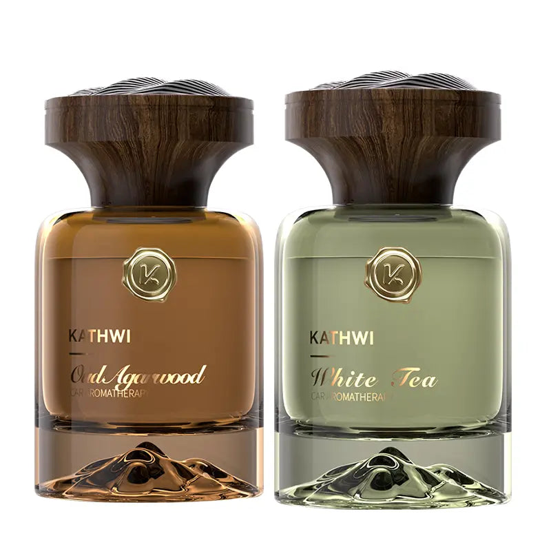KATHWI New Luxury Mountain Forest Themed Car Fragrance - Car Accessories Interior, No.5 White Tea Qud Wood Balm Scent, Long-Lasting Aroma, 120Ml Single Bottle