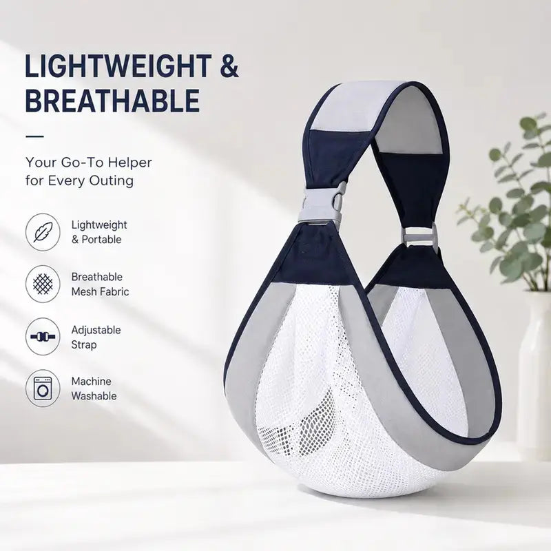 Light‑Duty Air‑Permeable Mesh Single‑Shoulder Carry Pouch, Customizable Strap Quick‑Detach Hands‑Free Shoulder Organizer, Multi‑Purpose Storage Pouch for Outdoor Trips & Daily Errands, Fits Diaper Supplies