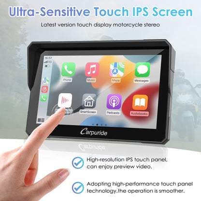 Carplay & Android Auto，Ip67 Smart Screen for Motorcycle Stereo, Light Sensor（702） ﻿