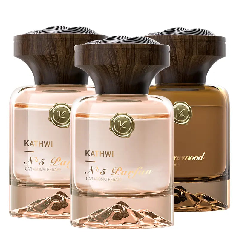 KATHWI New Luxury Mountain Forest Themed Car Fragrance - Car Accessories Interior, No.5 White Tea Qud Wood Balm Scent, Long-Lasting Aroma, 120Ml Single Bottle