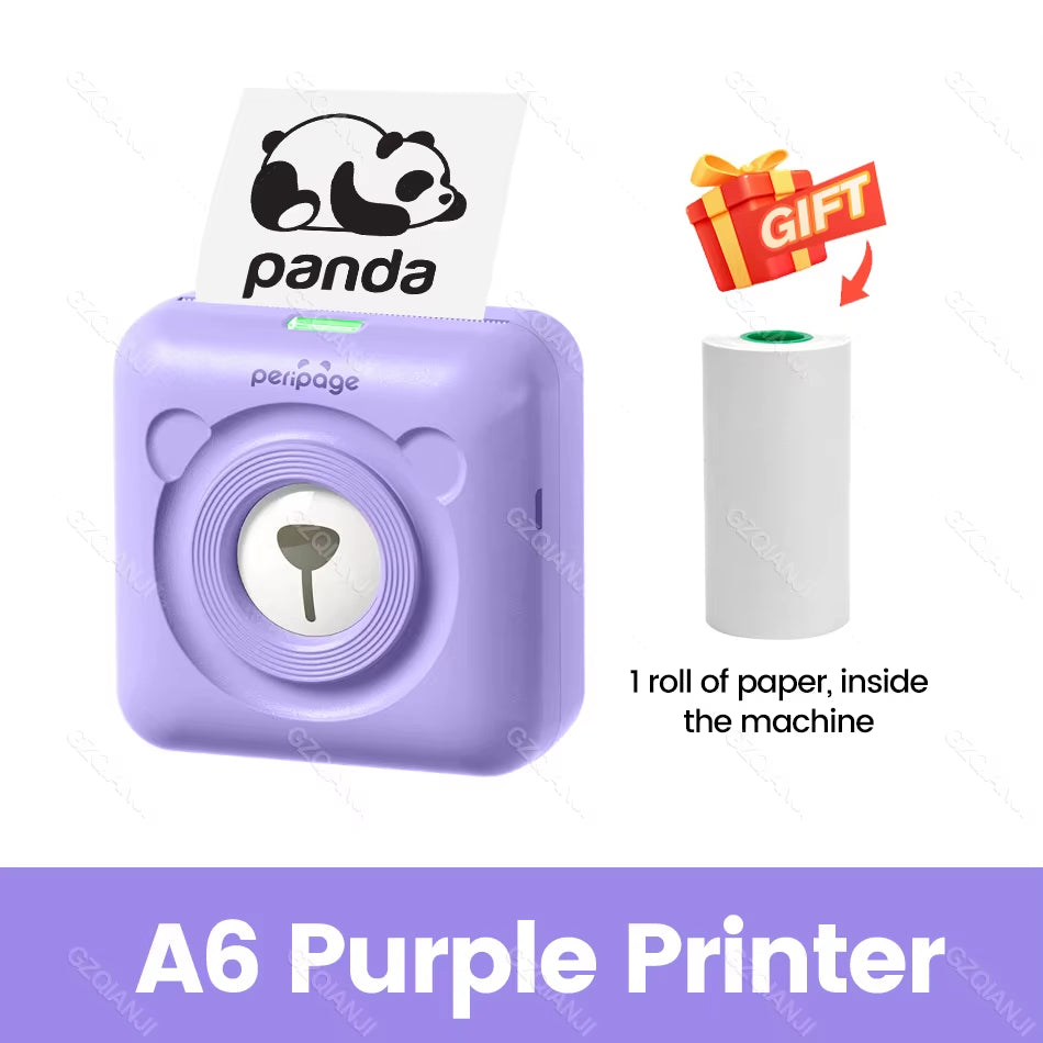 Peripage A6 Mini Portable Thermal Printer Photo Pocket Label Sticker Printer Color Paper Roll 58Mm Wireless Picture Print Maker