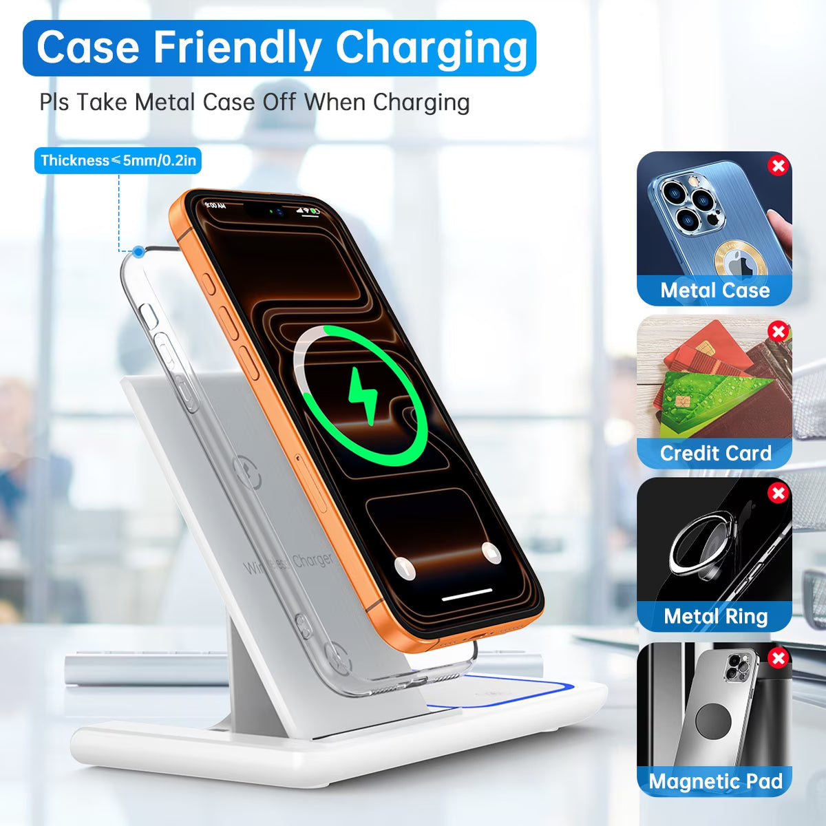 Wireless Charging Station, 18W 3 in 1 Charger Station, Fast Charging Dock Stand for Iwatch Series 11/10/9/8/7/6/SE/5/4/3, Compatible for Iphone 17/16 15 14 13 12 11 Pro Max/Samsung/ Airpod