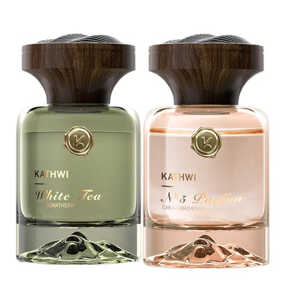 KATHWI New Luxury Mountain Forest Themed Car Fragrance - Car Accessories Interior, No.5 White Tea Qud Wood Balm Scent, Long-Lasting Aroma, 120Ml Single Bottle