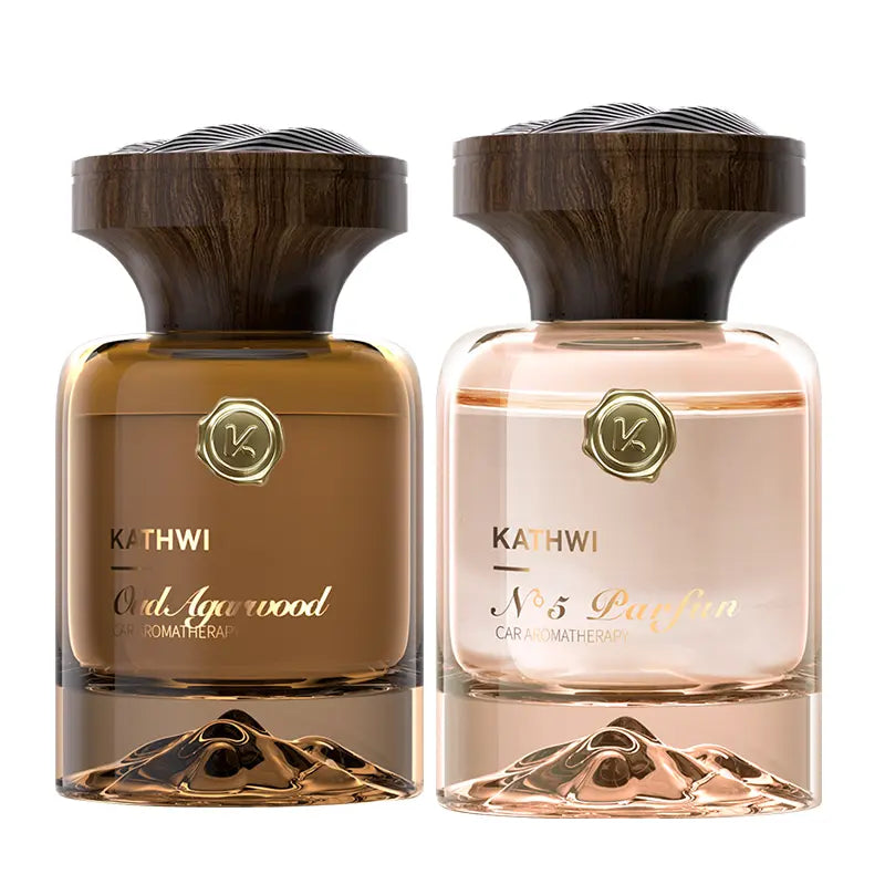 KATHWI New Luxury Mountain Forest Themed Car Fragrance - Car Accessories Interior, No.5 White Tea Qud Wood Balm Scent, Long-Lasting Aroma, 120Ml Single Bottle