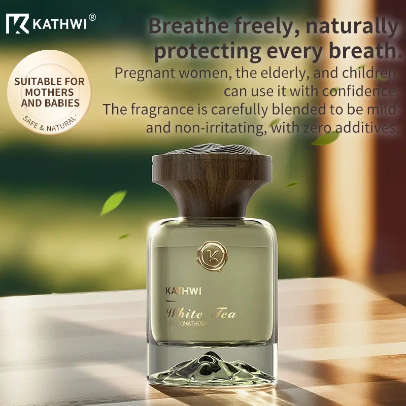 KATHWI New Luxury Mountain Forest Themed Car Fragrance - Car Accessories Interior, No.5 White Tea Qud Wood Balm Scent, Long-Lasting Aroma, 120Ml Single Bottle