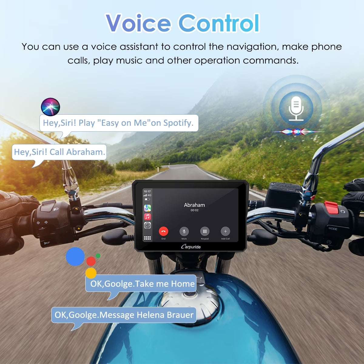 Carplay & Android Auto，Ip67 Smart Screen for Motorcycle Stereo, Light Sensor（702） ﻿