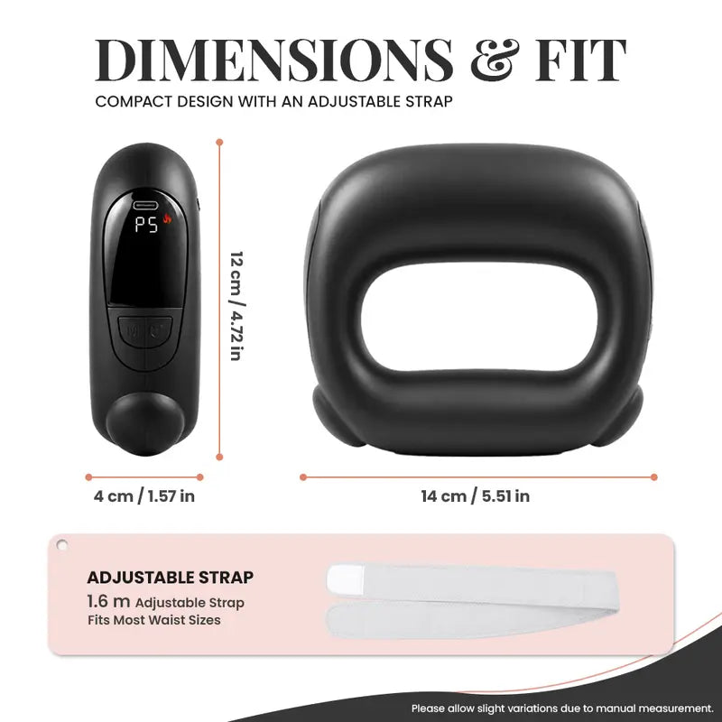 Turbo-Vibe Fascia Ring Compact Massage Belt - Rechargeable Hands-Free Full Body Device, 6 Speed Modes, Mini Ab Training Tool for Muscle Recovery, Cool Gifts for Adults