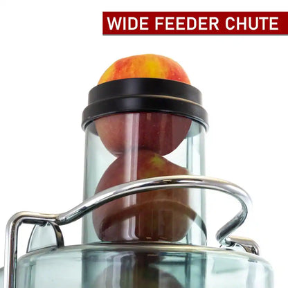 Stainless Steel Chrome Wide Mouth Juice Extractor, Juice Machine with Dual Speed Centrifugal Juicer