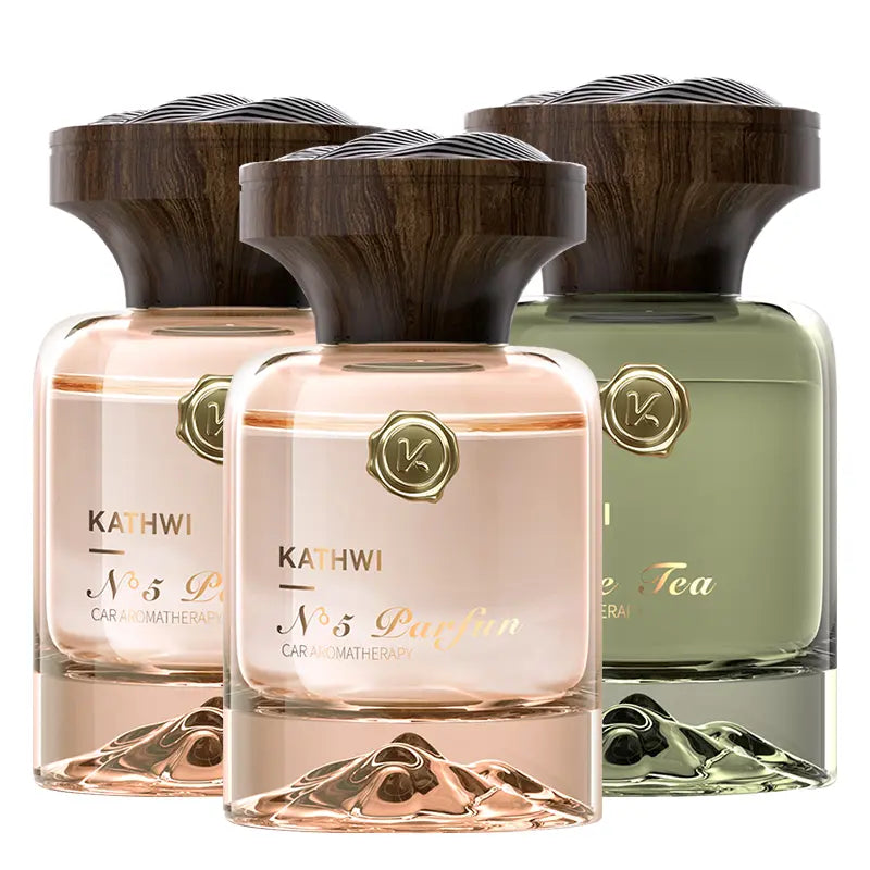 KATHWI New Luxury Mountain Forest Themed Car Fragrance - Car Accessories Interior, No.5 White Tea Qud Wood Balm Scent, Long-Lasting Aroma, 120Ml Single Bottle