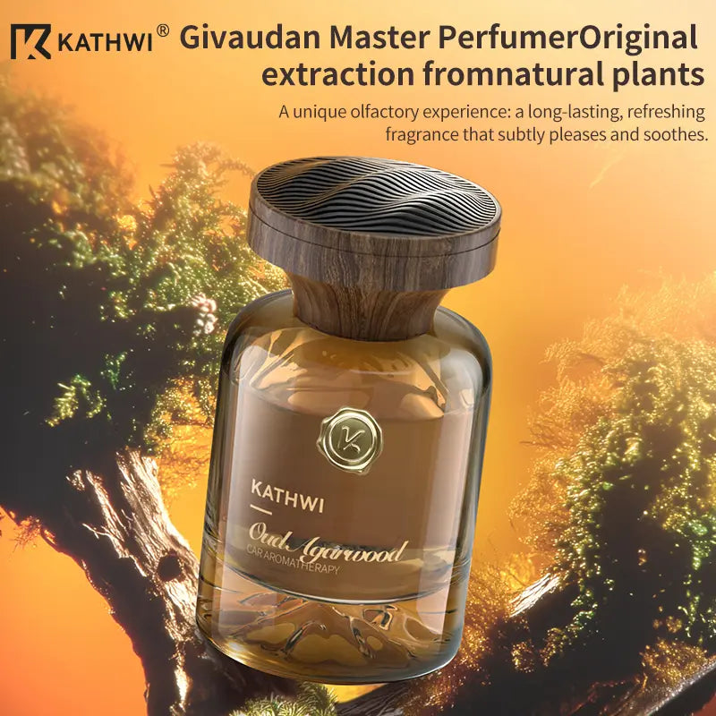 KATHWI New Luxury Mountain Forest Themed Car Fragrance - Car Accessories Interior, No.5 White Tea Qud Wood Balm Scent, Long-Lasting Aroma, 120Ml Single Bottle