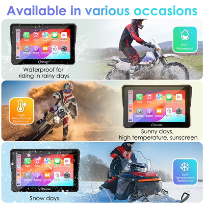 Carplay & Android Auto，Ip67 Smart Screen for Motorcycle Stereo, Light Sensor（702） ﻿