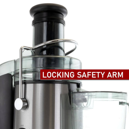 Stainless Steel Chrome Wide Mouth Juice Extractor, Juice Machine with Dual Speed Centrifugal Juicer