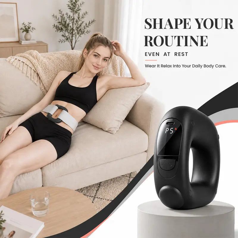 Turbo-Vibe Fascia Ring Compact Massage Belt - Rechargeable Hands-Free Full Body Device, 6 Speed Modes, Mini Ab Training Tool for Muscle Recovery, Cool Gifts for Adults