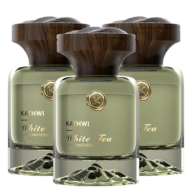 KATHWI New Luxury Mountain Forest Themed Car Fragrance - Car Accessories Interior, No.5 White Tea Qud Wood Balm Scent, Long-Lasting Aroma, 120Ml Single Bottle